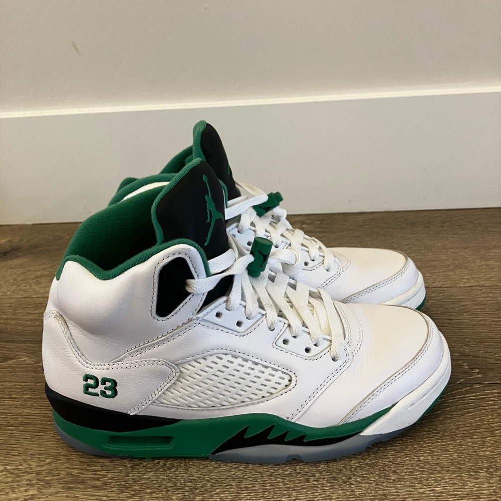 Women’s Retro White/Lucky Green-Black Air Jordan 5 Retro